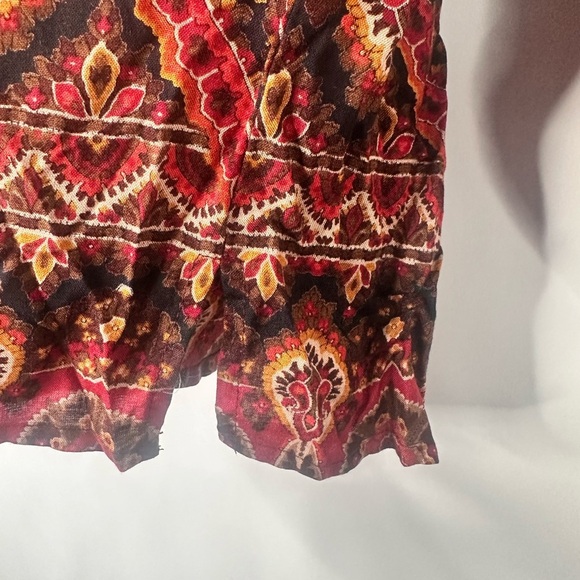 Carole Little  Mock Neck Blouse Sz M | Red Black Boho Abstract Print Long Sleeve - Picture 13 of 14